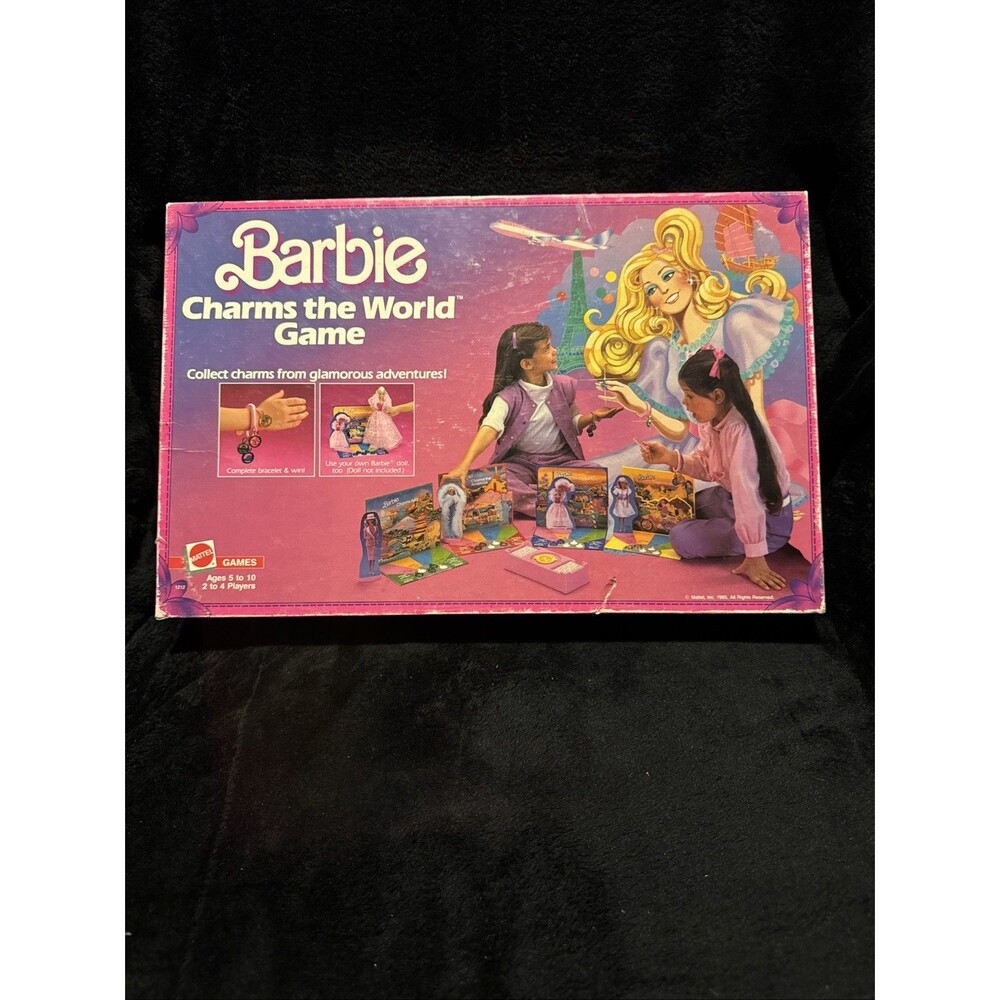 Vintage 1985 Barbie Charms the World Game Fully Playable with Doll Stands